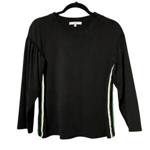 5 for $25 SALE Current Air Side Striped 3/4 Sleeve Knit Top Black Green White S